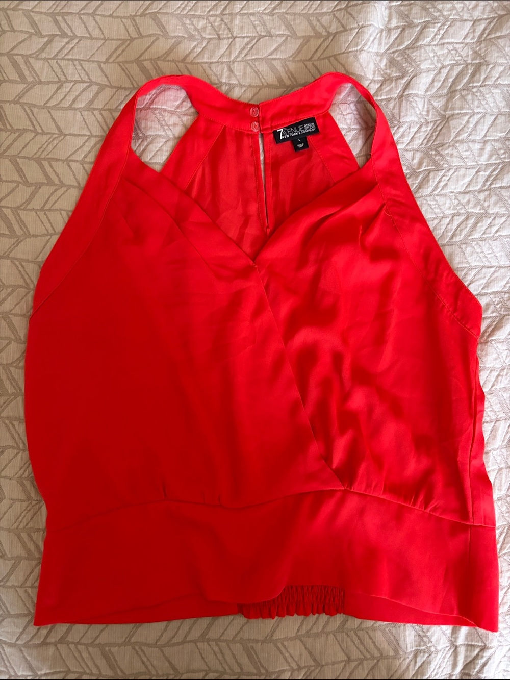 New York & Company Vibrant Red Halter V-Neck Sleeveless Blouse